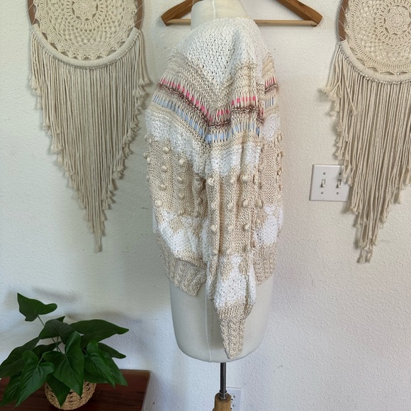 Handmade in Ireland Alpaca Cream and White Women's Cardigan Medium - Picture 4 of 10